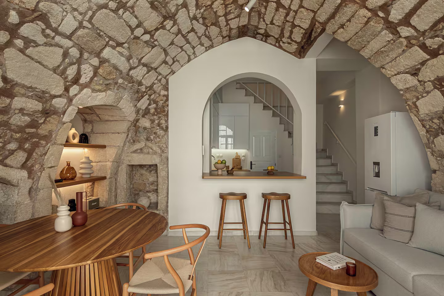 salon maison en pierres Soleil Boutique House Crète