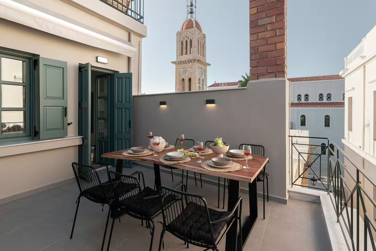 terrasse maison en pierres Soleil Boutique House Crète