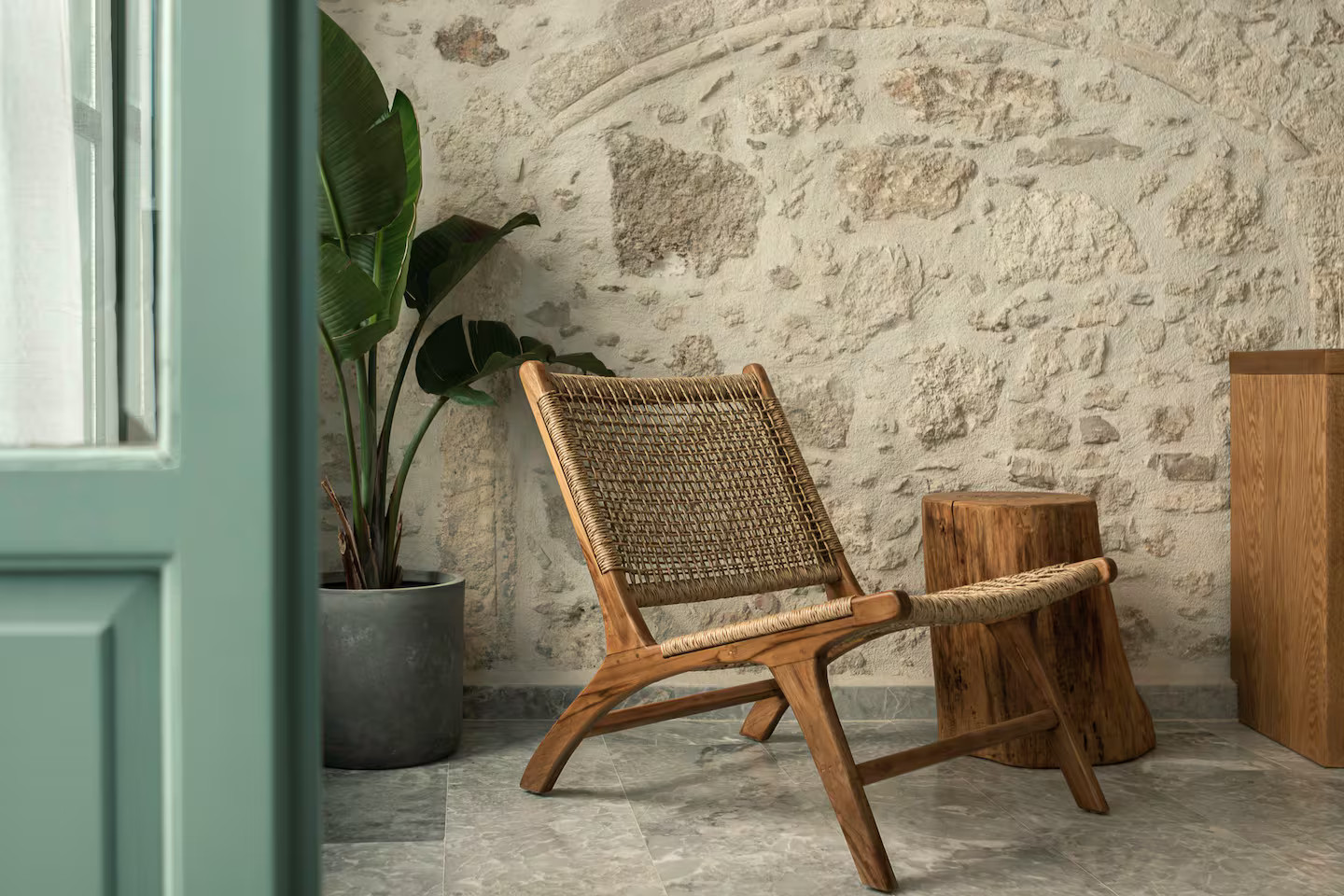 salon maison en pierres Soleil Boutique House Crète