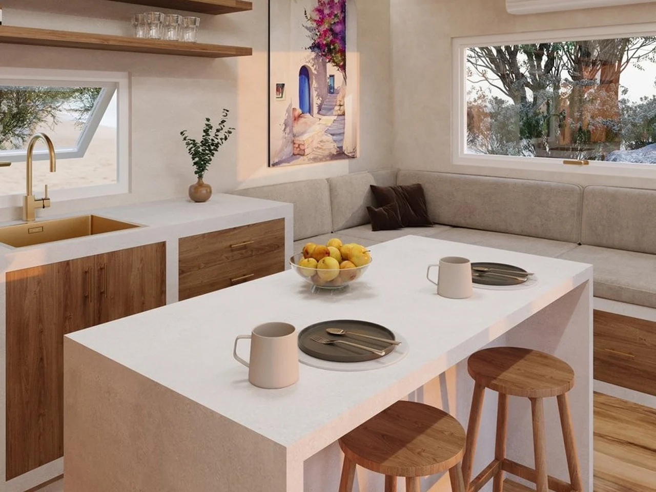 cuisine et salon petite maison 29m2 Torakina Über Tiny Homes cuisine et salon petite maison 29m2 Torakina Über Tiny Homes