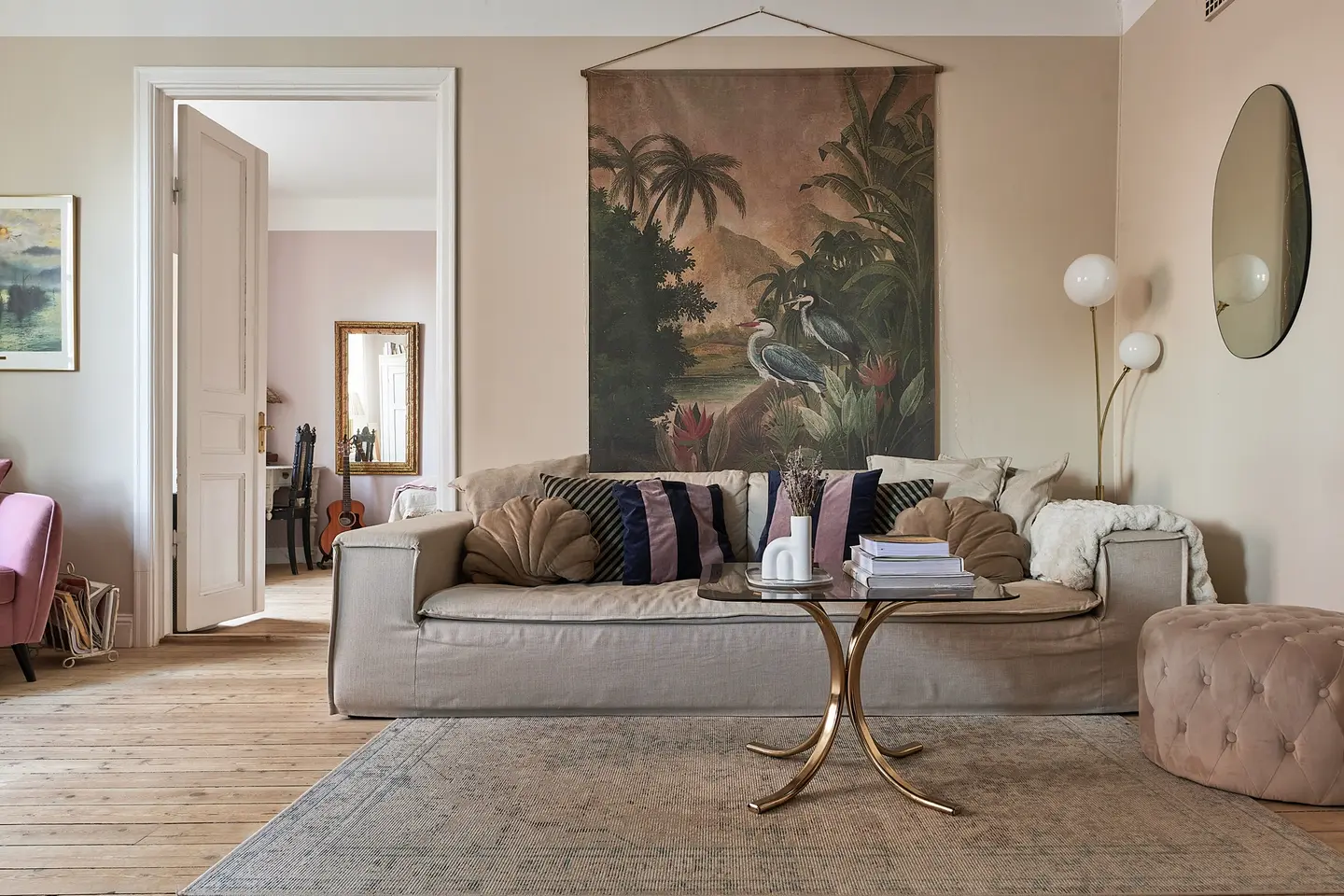 salon décoration scandinave et vintage appartement 69m2