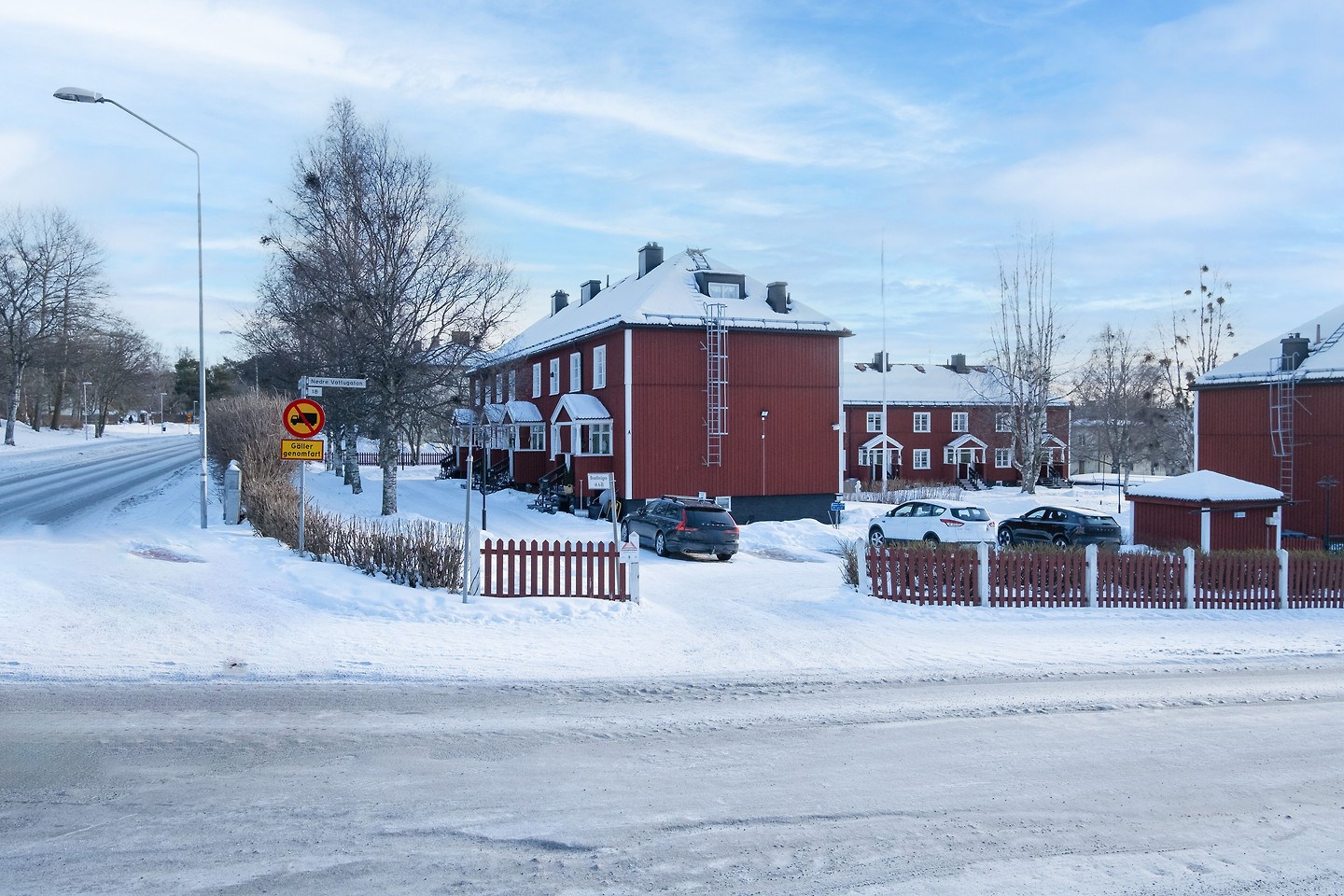 immeuble façade bois rouge Suède