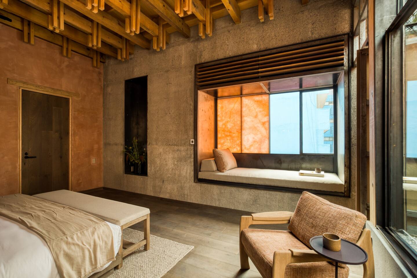 chambre mur terracotta