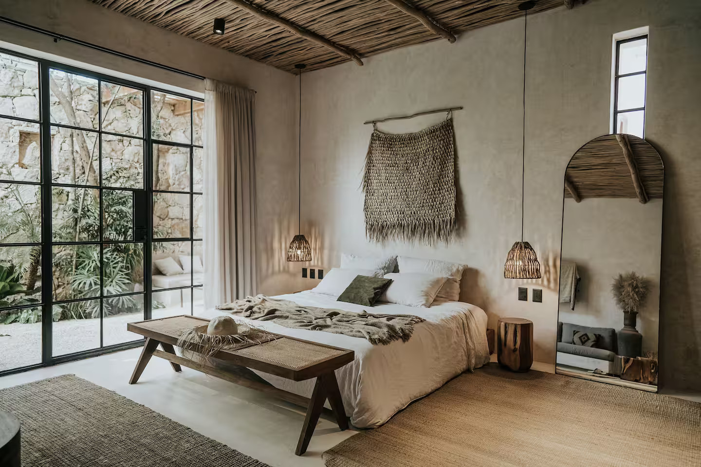 espace chambre appartement avec jardin et piscine à Tulum