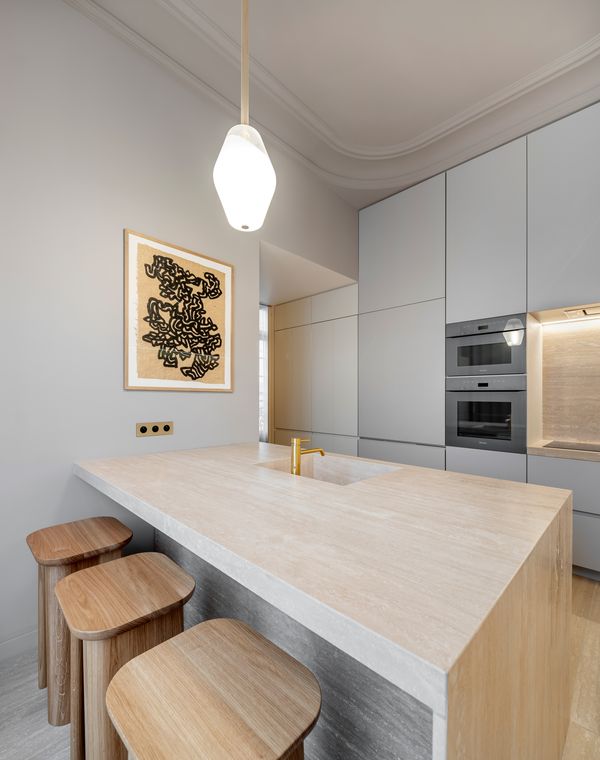 cuisine décoration design duplex haussmannien revisité à Paris