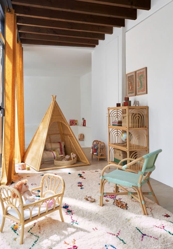 chambre enfant tipi rotin