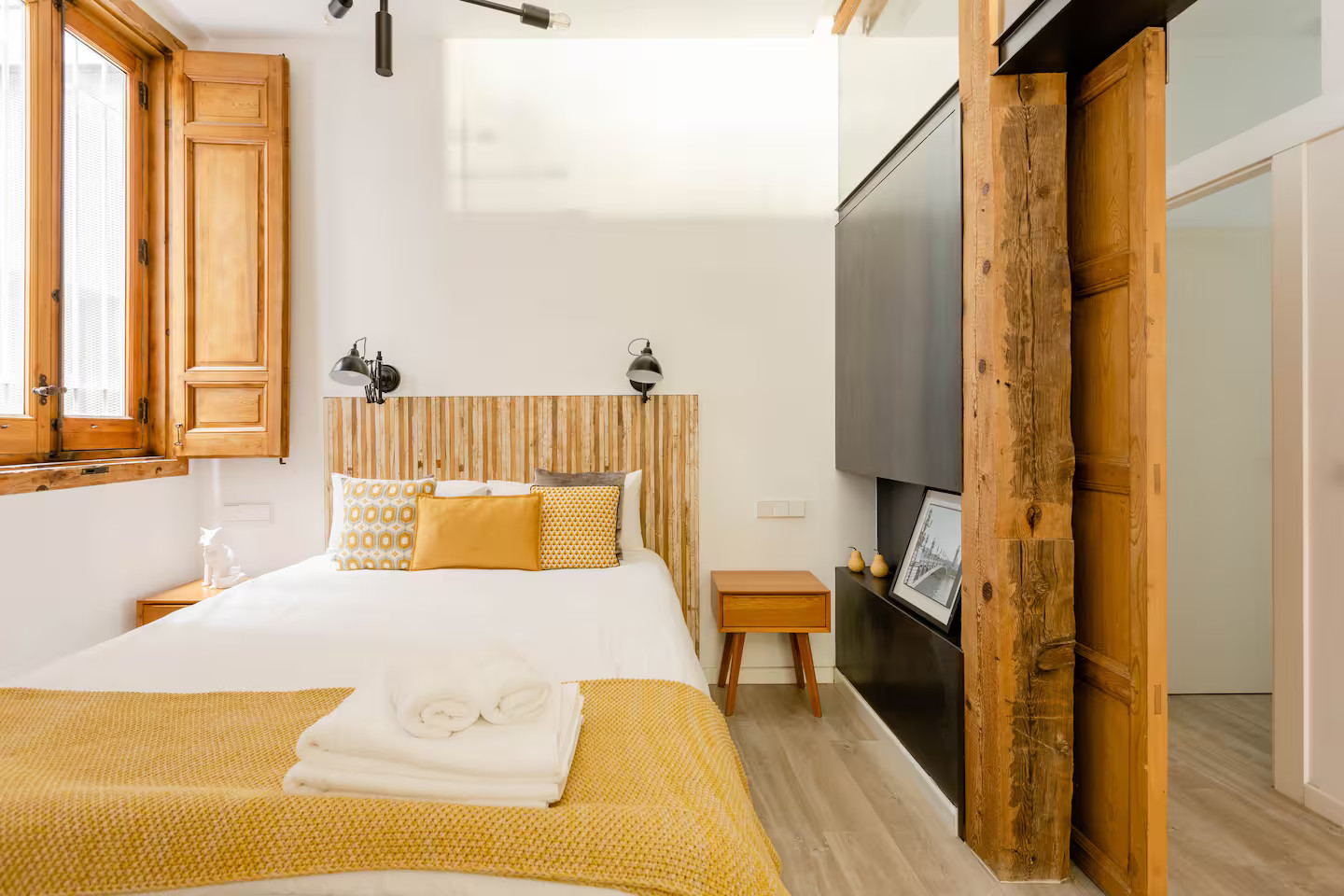 chambre avec poutres appartement Madrid