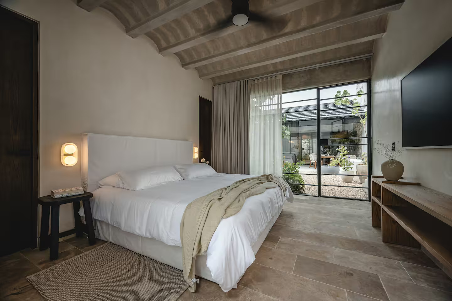 chambre décoration naturelle et contemporaine la Pausa Mexique