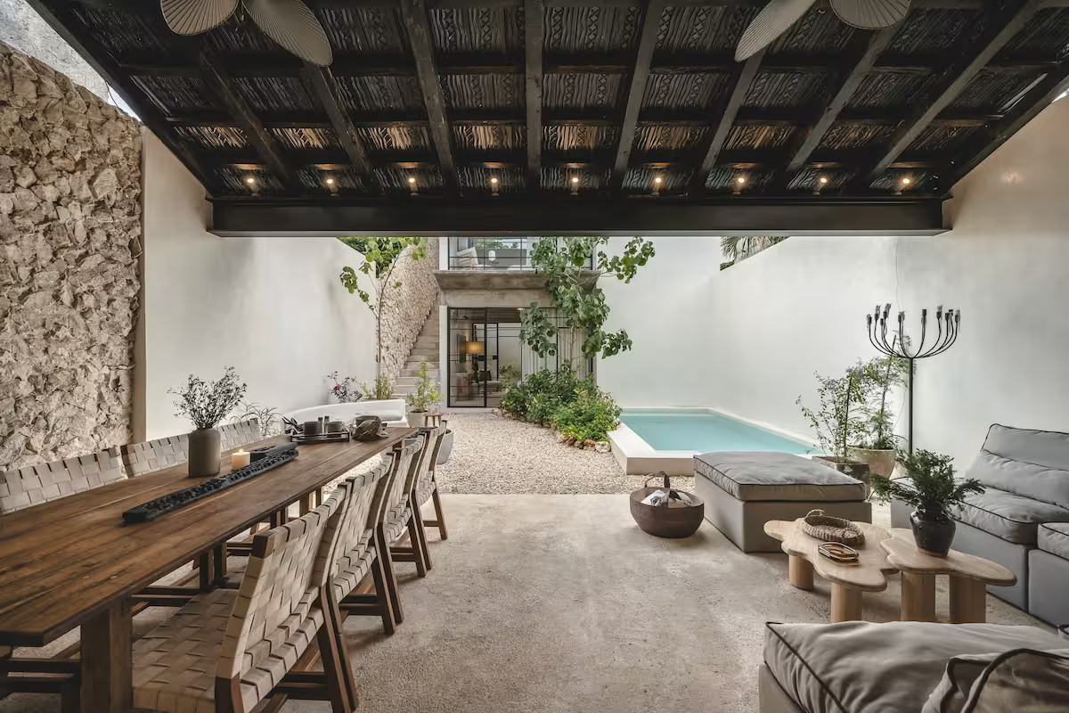 jardin avec piscine maison Mexique La Pausa