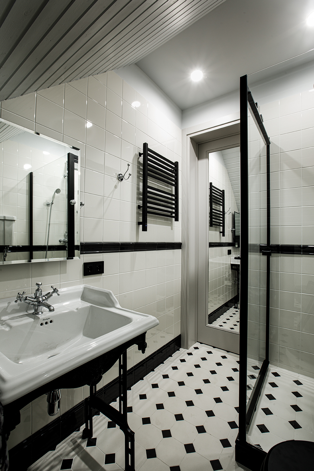 salle de bain blanche et noire sol cabochons salle de bain blanche et noire sol cabochons