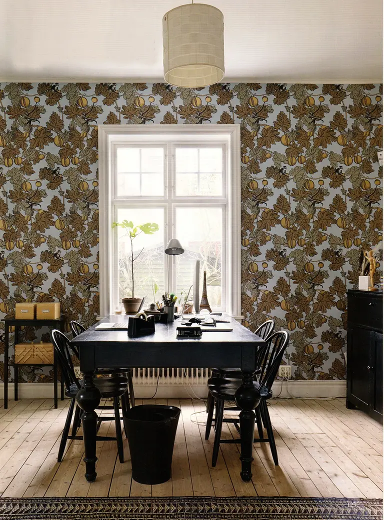 salle à manger mur papier-peint végétal
