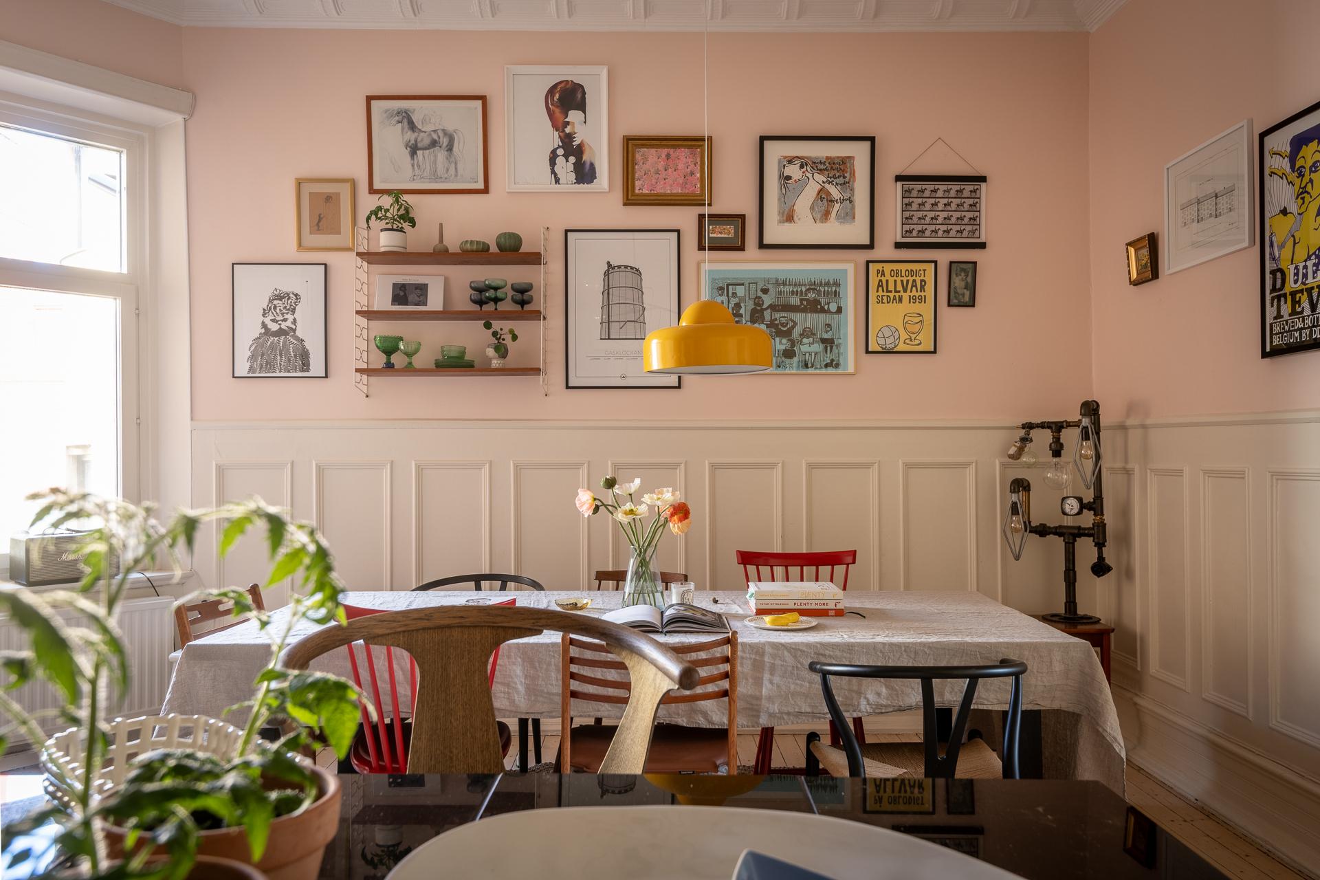 salle à manger mur rose dans cuisine décoration scandinave salle à manger mur rose dans cuisine décoration scandinave