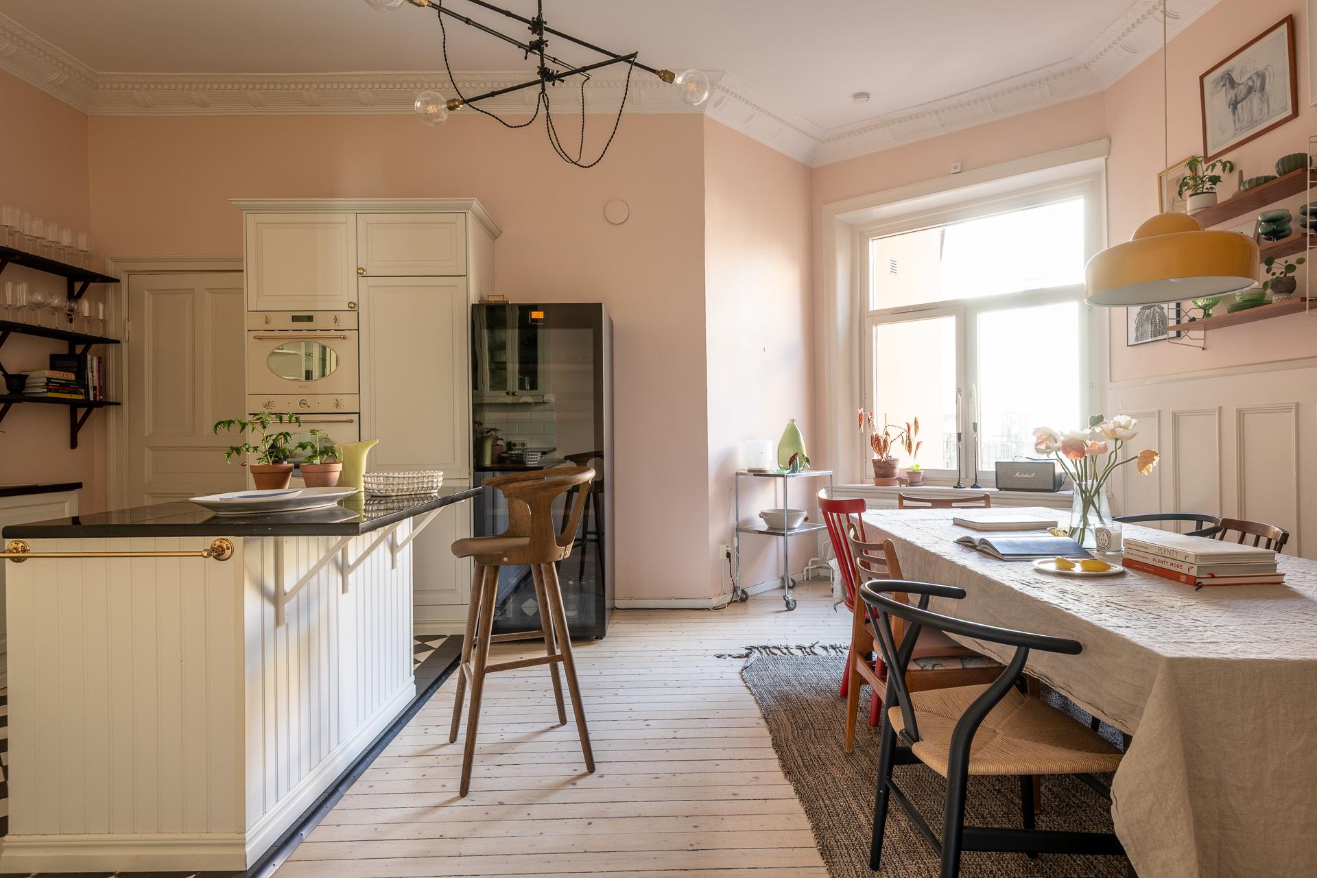 salle à manger et cuisine mur rose décoration scandinave salle à manger et cuisine mur rose décoration scandinave
