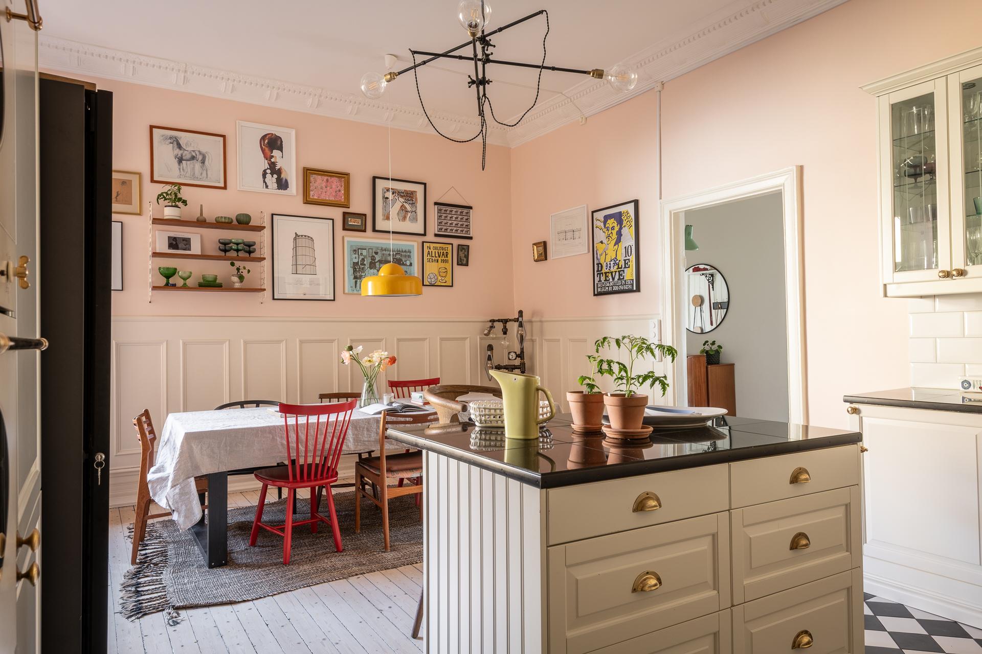 salle à manger et cuisine mur rose décoration scandinave salle à manger et cuisine mur rose décoration scandinave