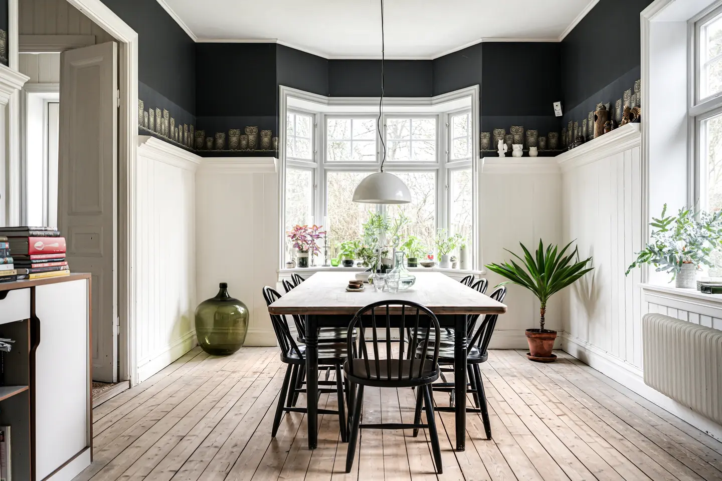 cuisine papier-peint frise hiboux décoration scandinave