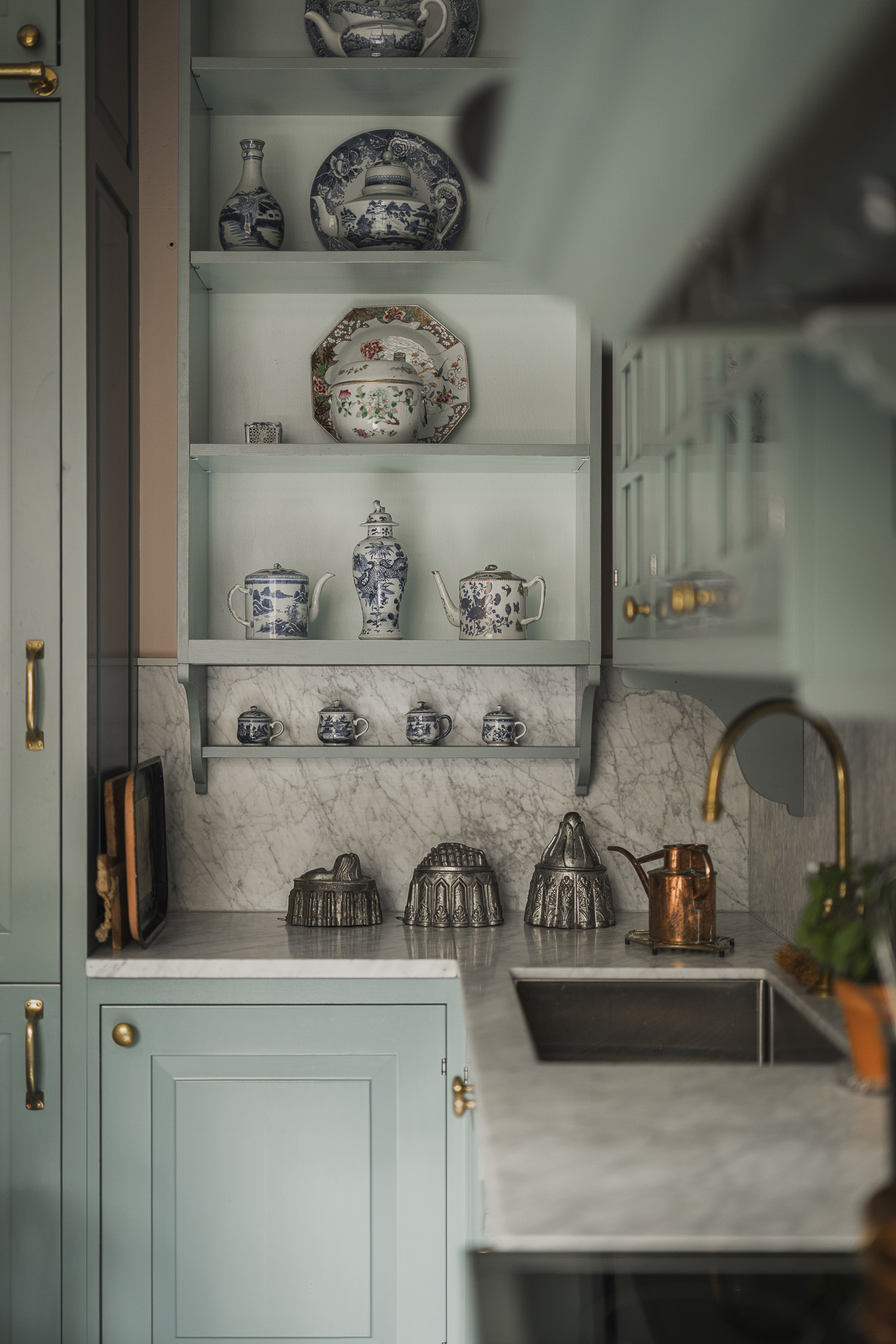 cuisine verte campagne trois-pièces décoration élégante