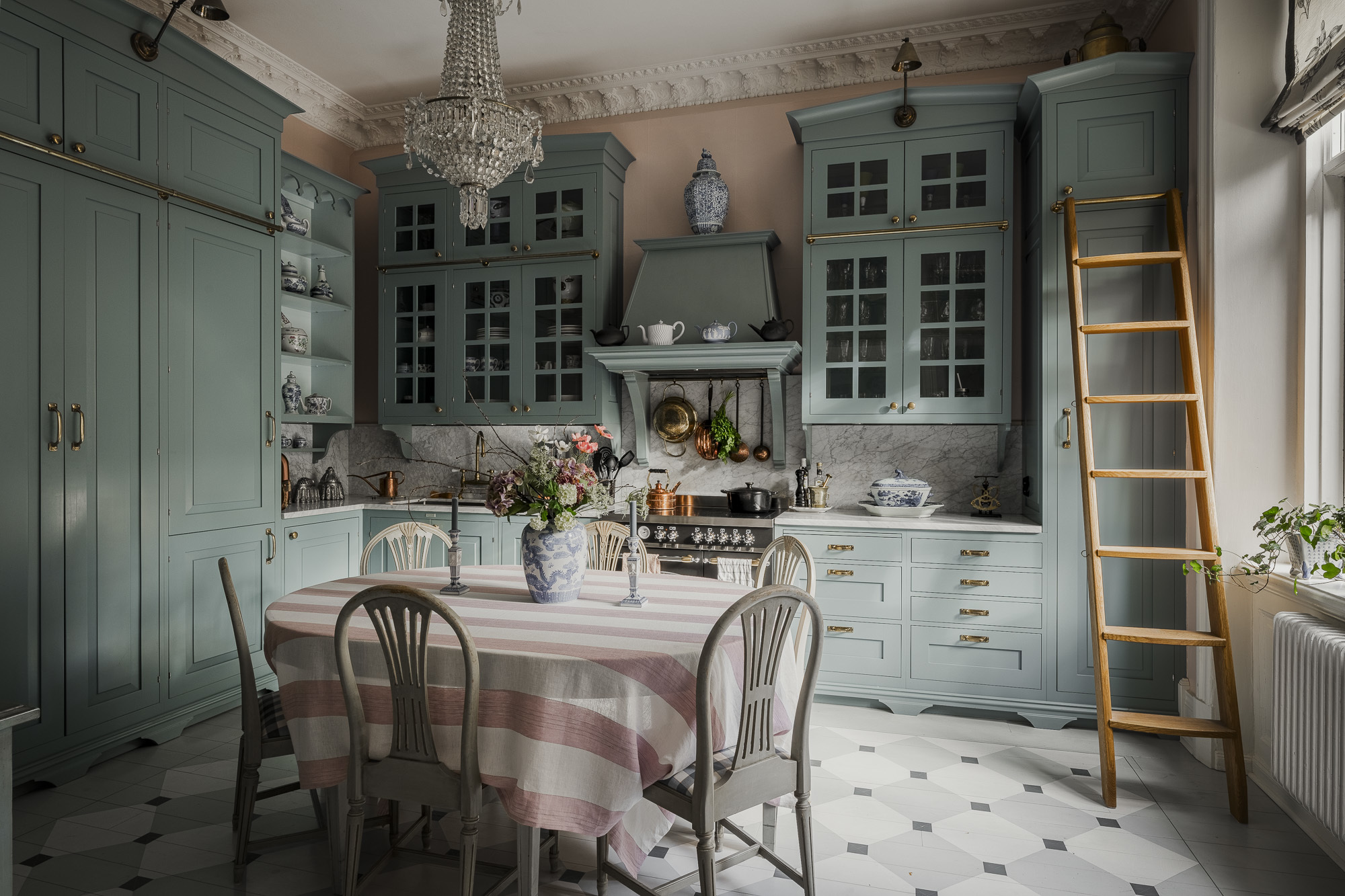 cuisine verte campagne trois-pièces décoration élégante