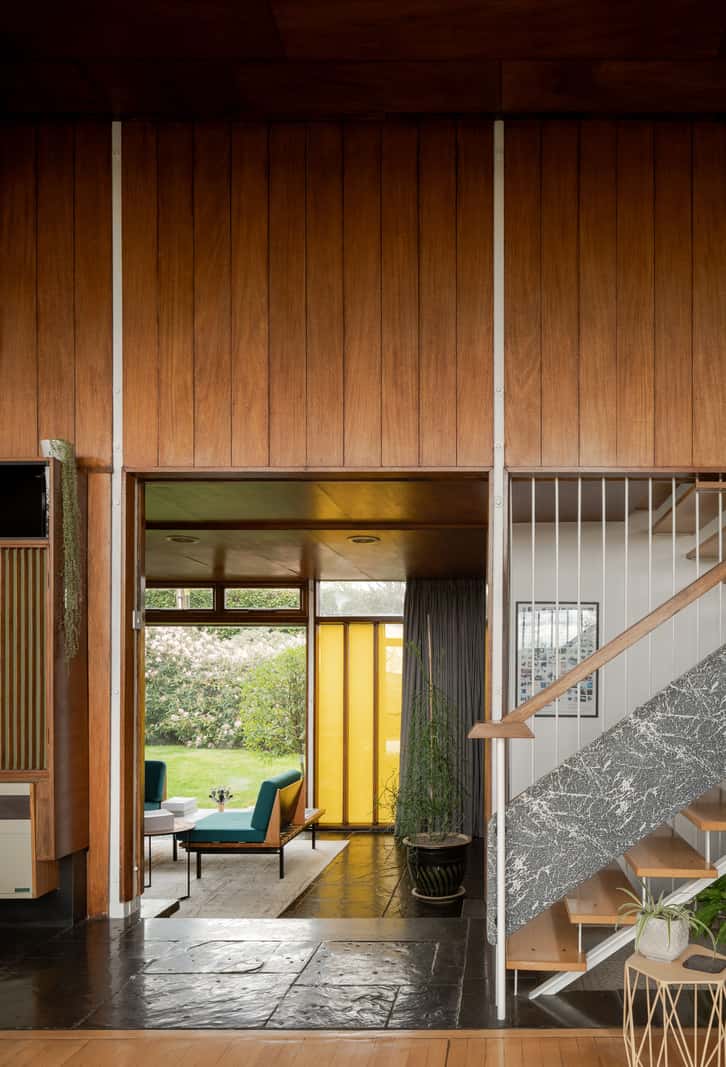 entrée maison mid-century par l'architecte Peter Womersley 1954 en Angleterre