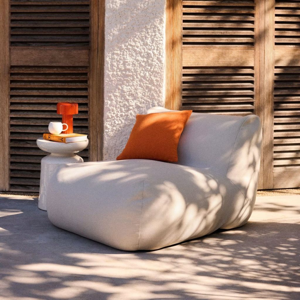fauteuil pouf extérieur gris