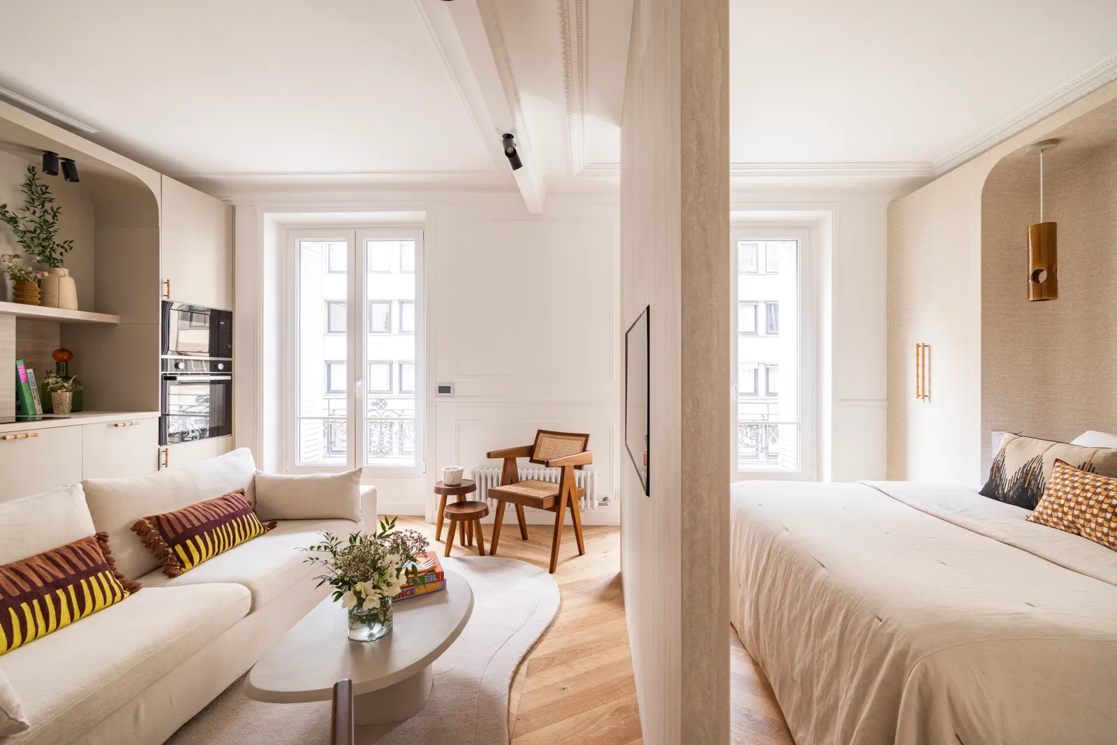 deux-pièces Paris 31m2 décoration contemporaine beige