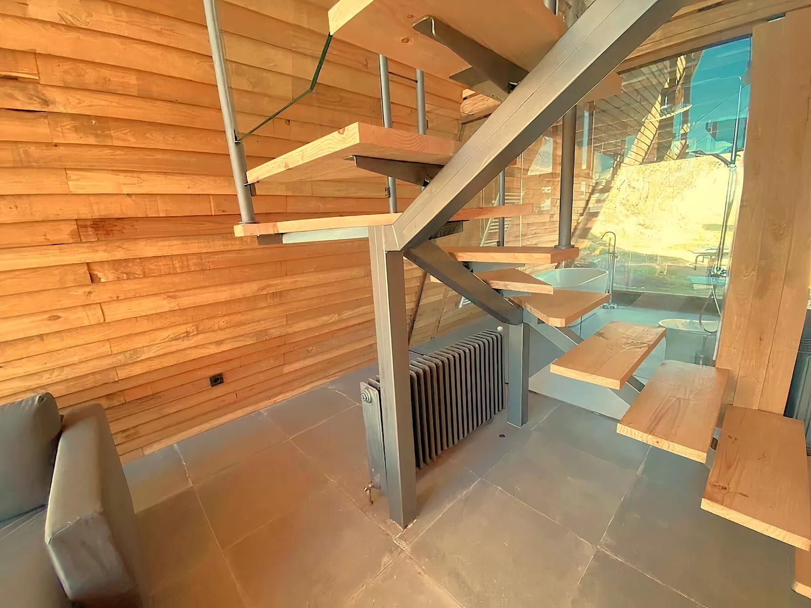 escalier bois et acier