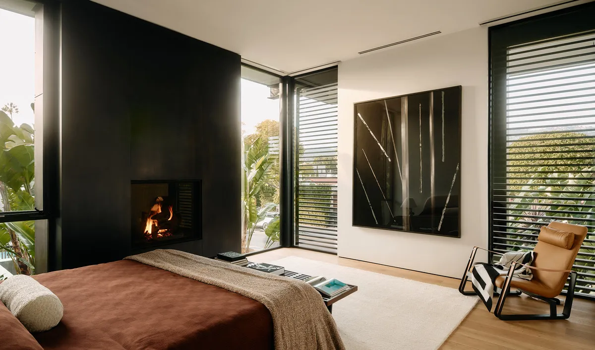 chambre avec cheminée décoration contemporaine