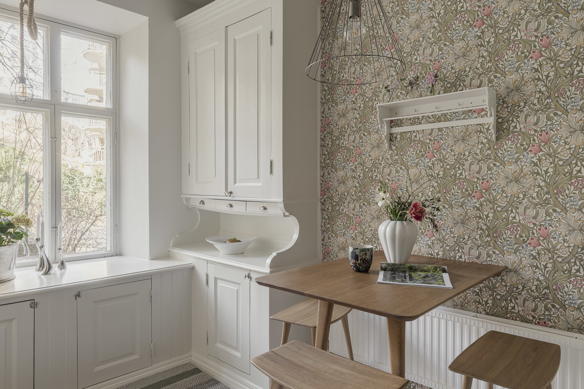 cuisine verte papier-peint William Morris décoration scandinave