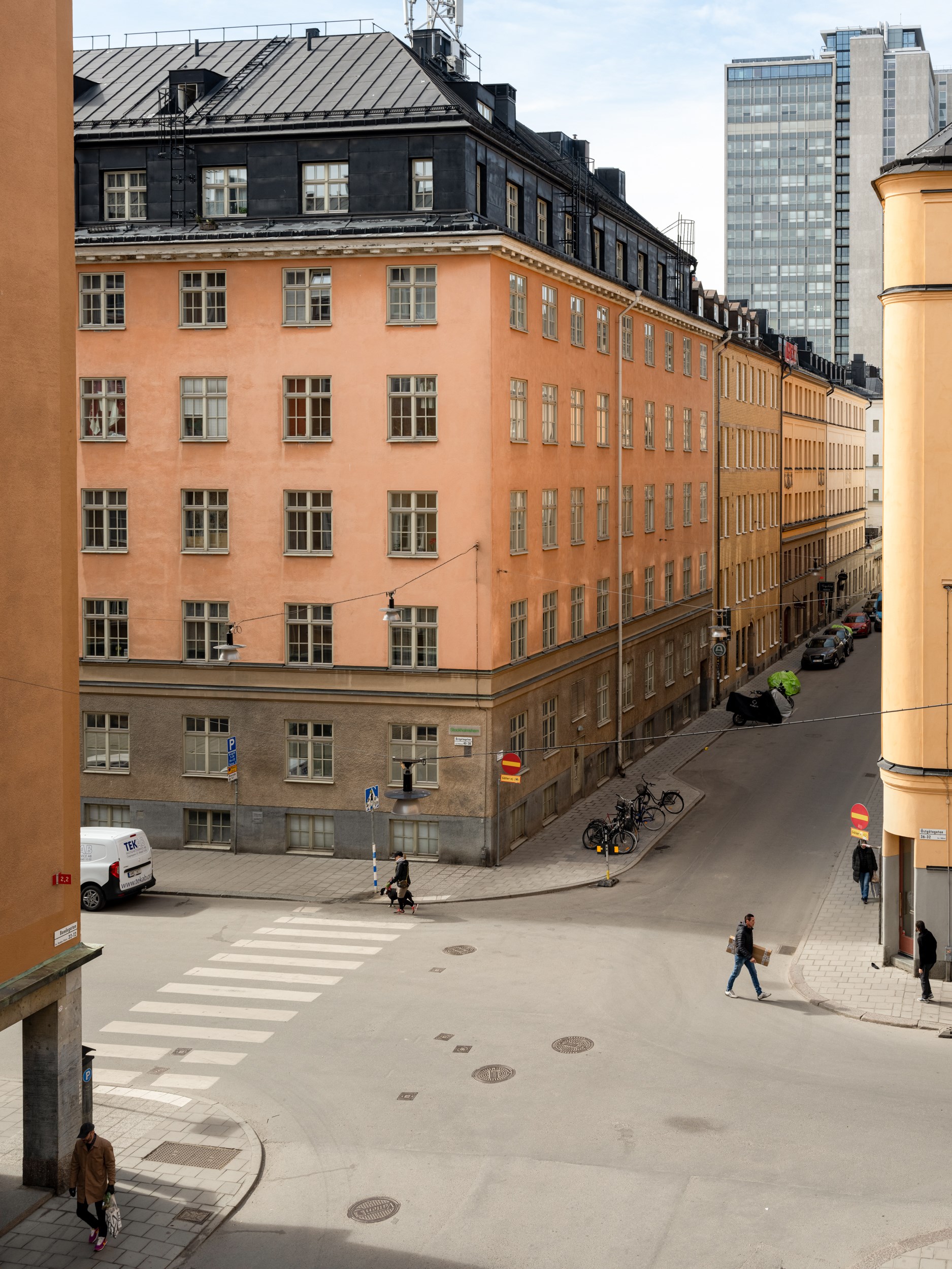 immeuble ancien façade terracotta Stockholm