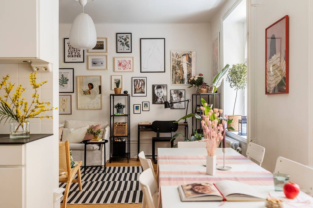 cuisine semi ouverte avec salle à manger appartement 75m2 décoration scandinave