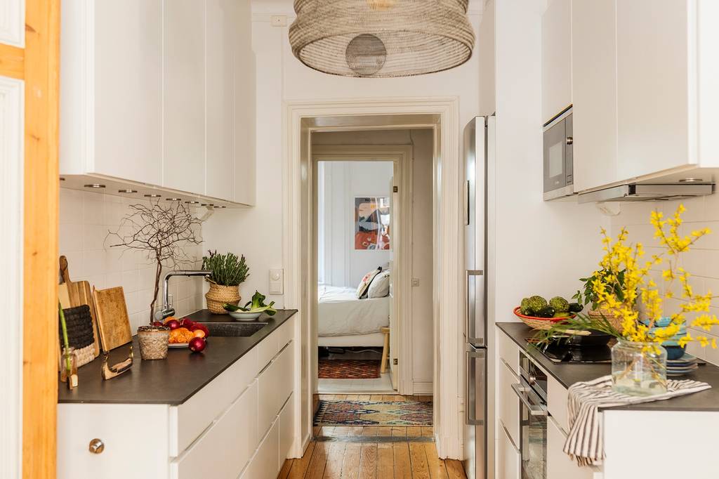 cuisine semi ouverte appartement 75m2 décoration scandinave