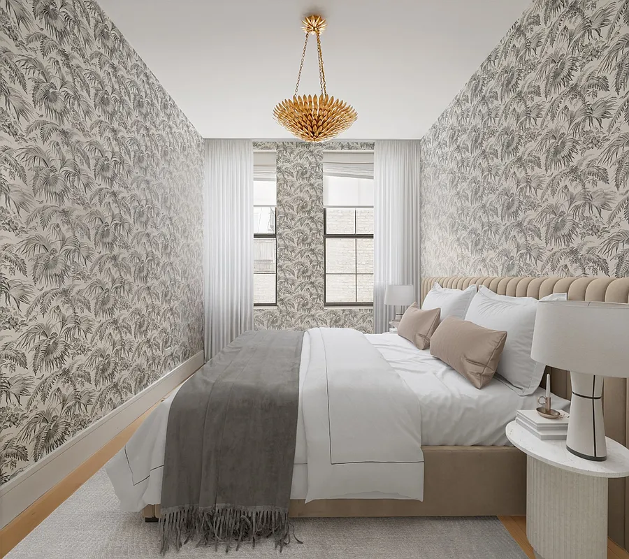 chambre murs papier-peint noir et blanc végétal décoration contemporaine chambre murs papier-peint noir et blanc végétal décoration contemporaine