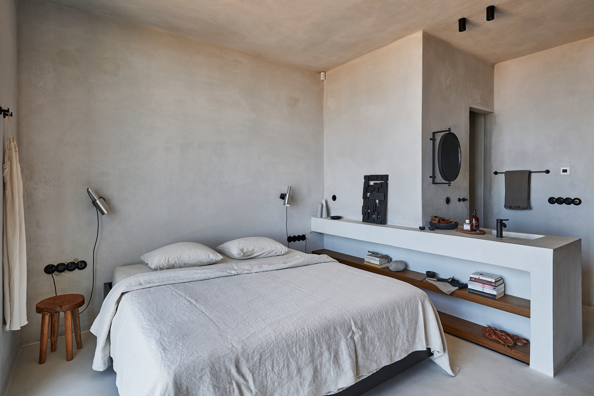 chambre avec salle de bain ouverte Metochi Lodge