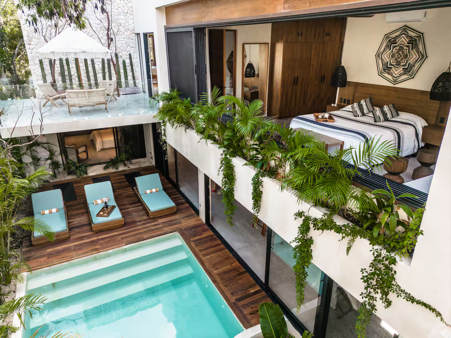 terrasse avec piscine villa Meka Mexique