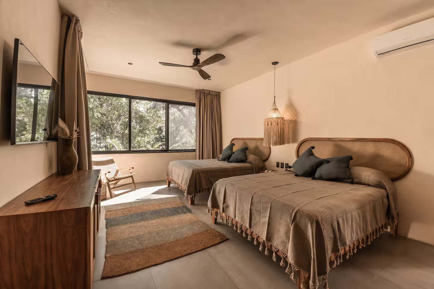 chambre maison contemporaine Tulum Villa Meka décoration naturelle