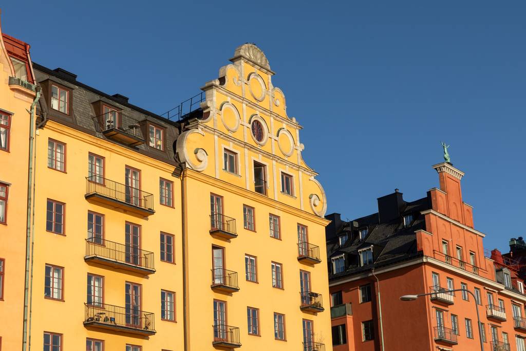 immeuble ancien Stockholm façade jaune