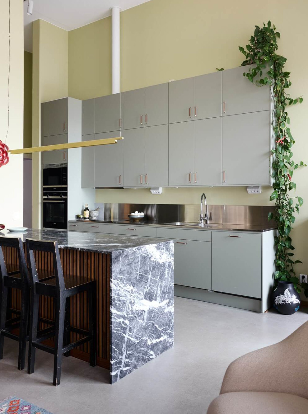 cuisine ouverte avec îlot marbre gris cuisine ouverte avec îlot marbre gris