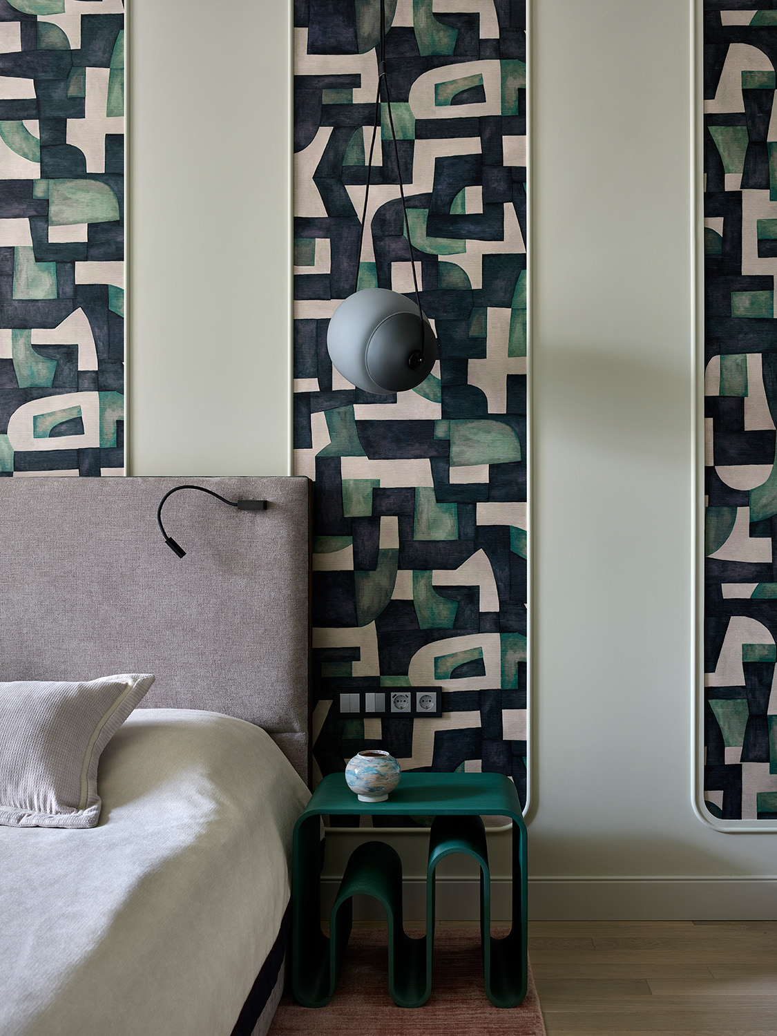 chambre contemporaine murs verts