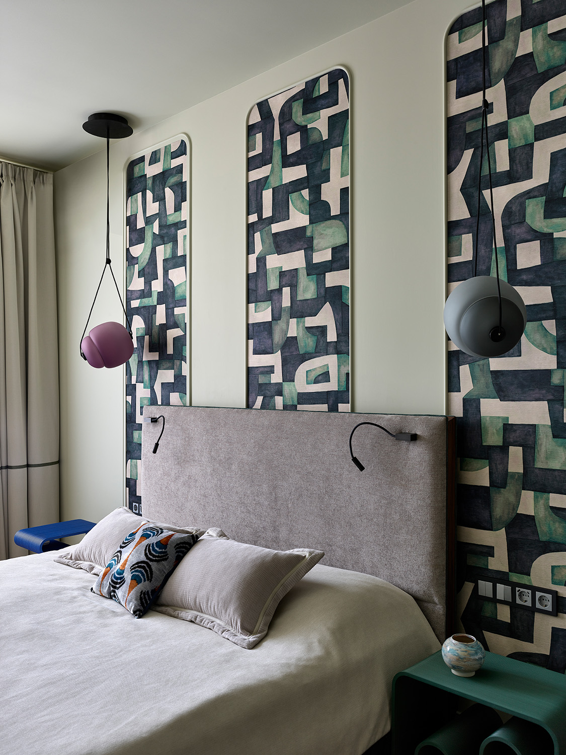 chambre contemporaine murs verts
