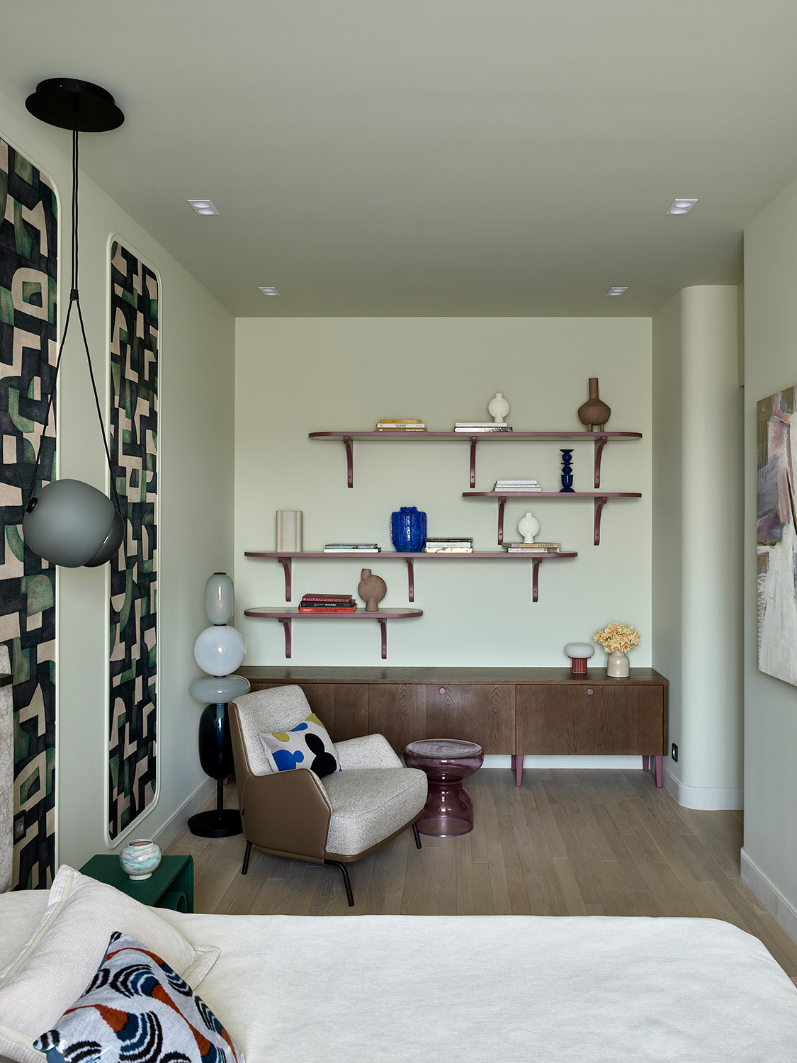 chambre contemporaine murs verts