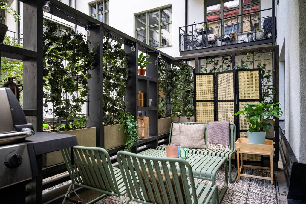 terrasse appartement mobilier design métal vert