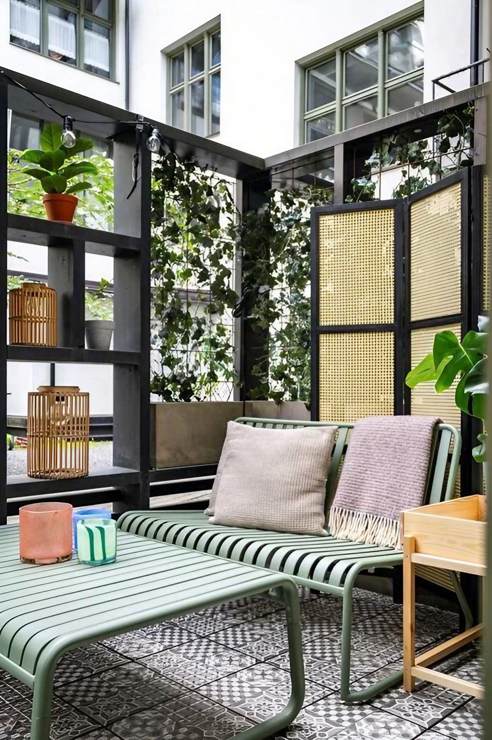 terrasse appartement mobilier design métal vert