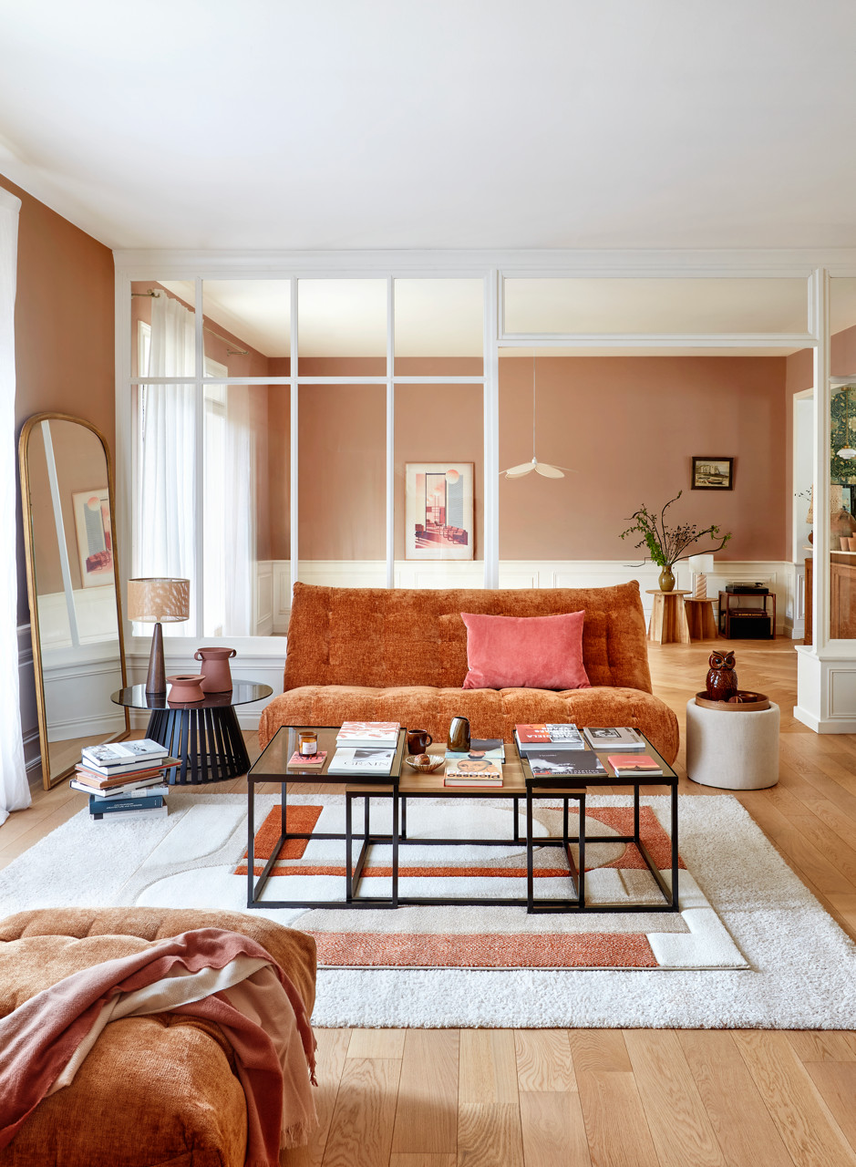 salon design mur terracotta nouvelle collection But automne/hiver 2025/2026 salon design mur terracotta nouvelle collection But automne/hiver 2025/2026