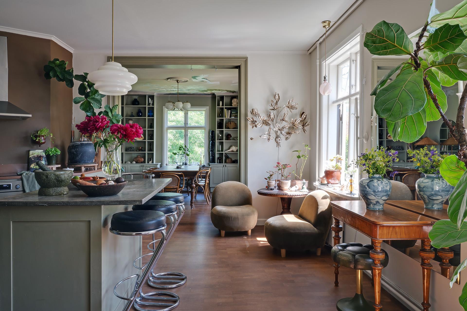 cuisine verte avec îlot décoration classique chic cuisine verte avec îlot décoration classique chic