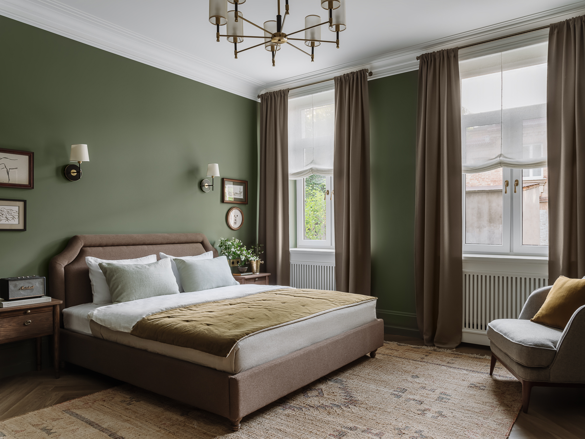 chambre contemporaine mur vert