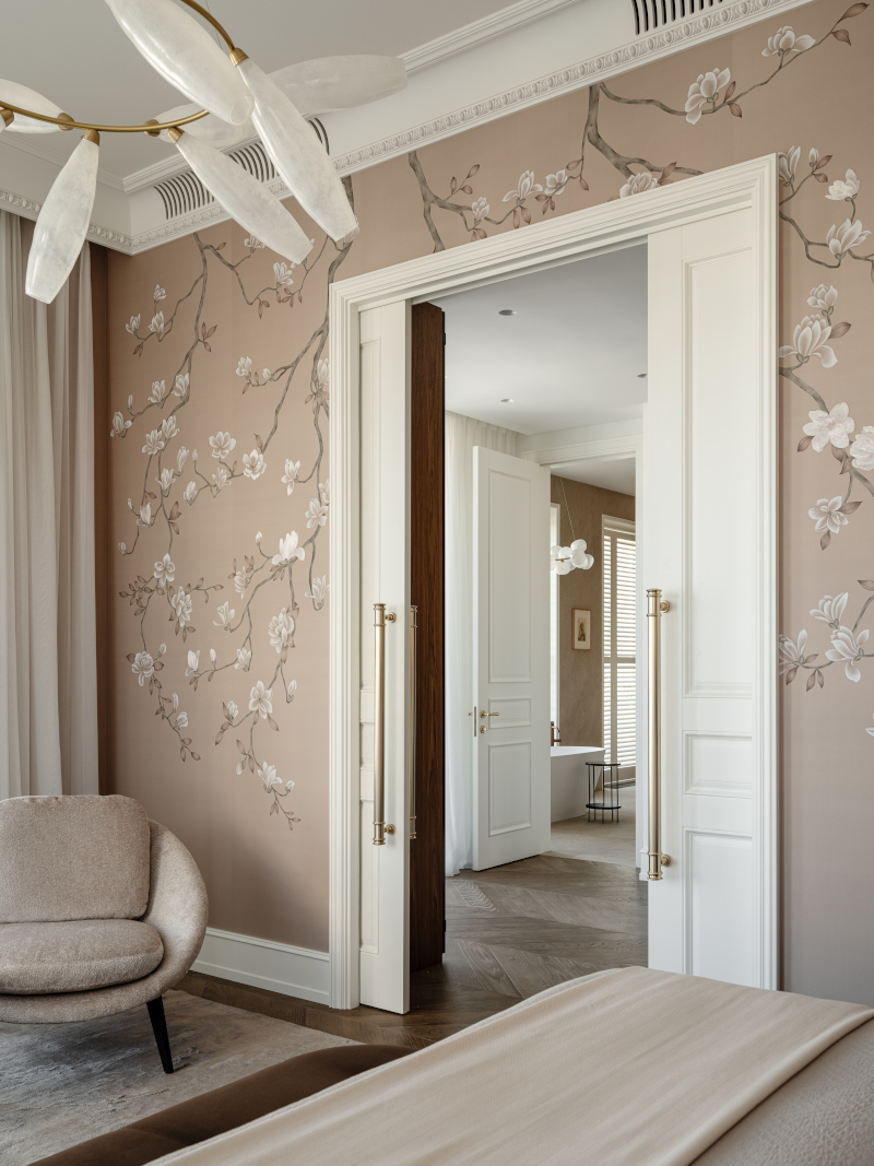 chambre décoration contemporaine papier-peint fleuri