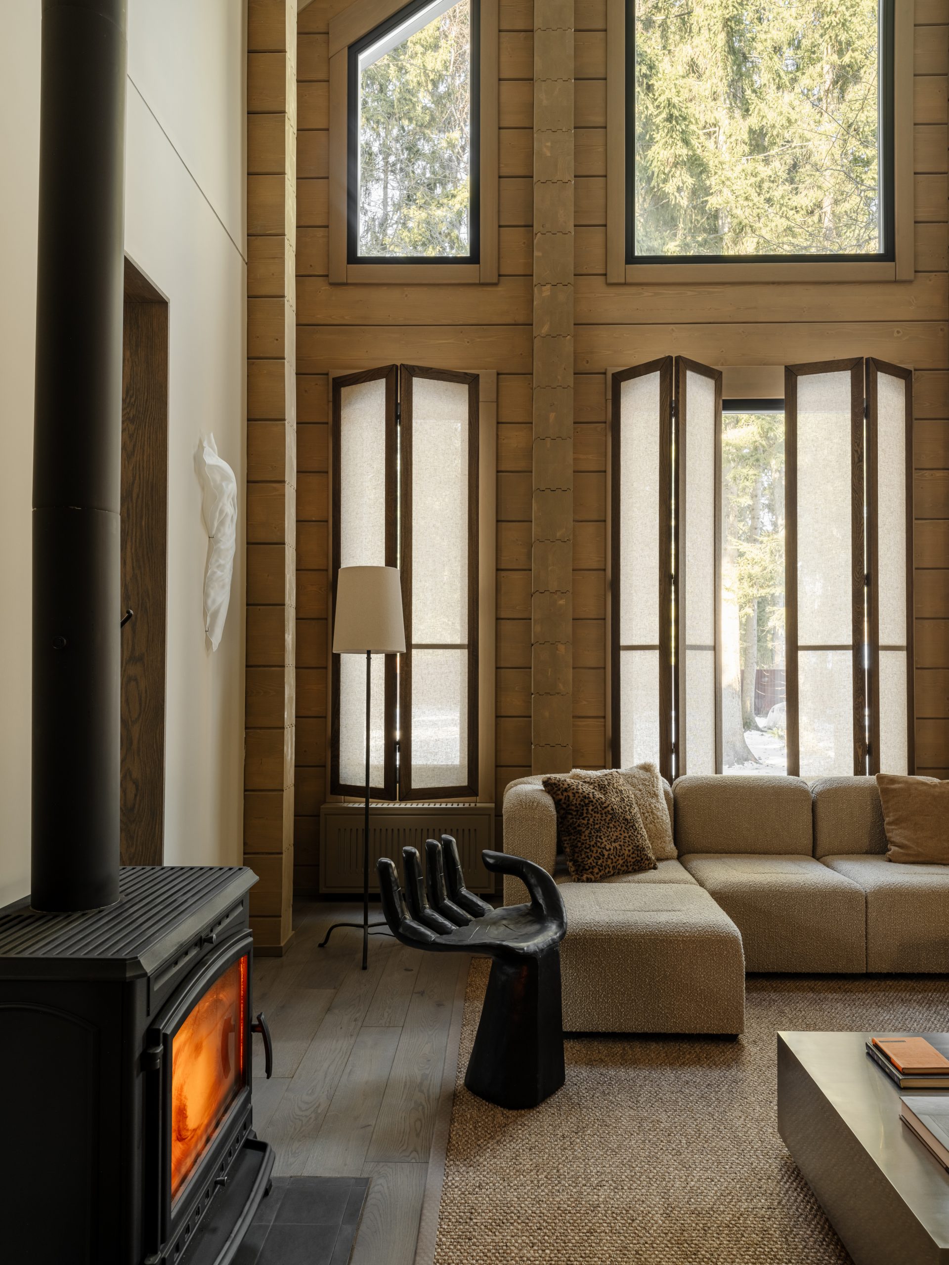 salon décoration contemporaine maison en bois