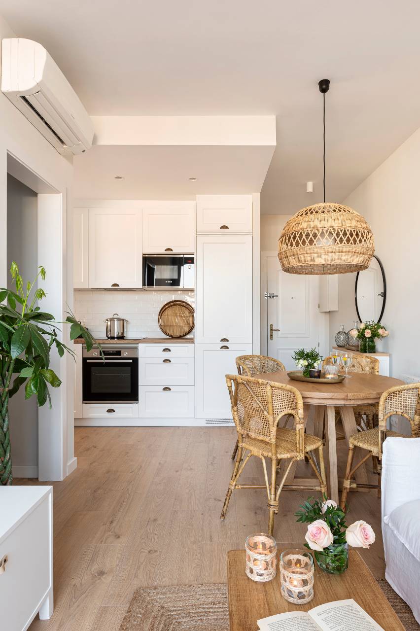 cuisine et salle à manger appartement 45m2 avec grande terrasse
