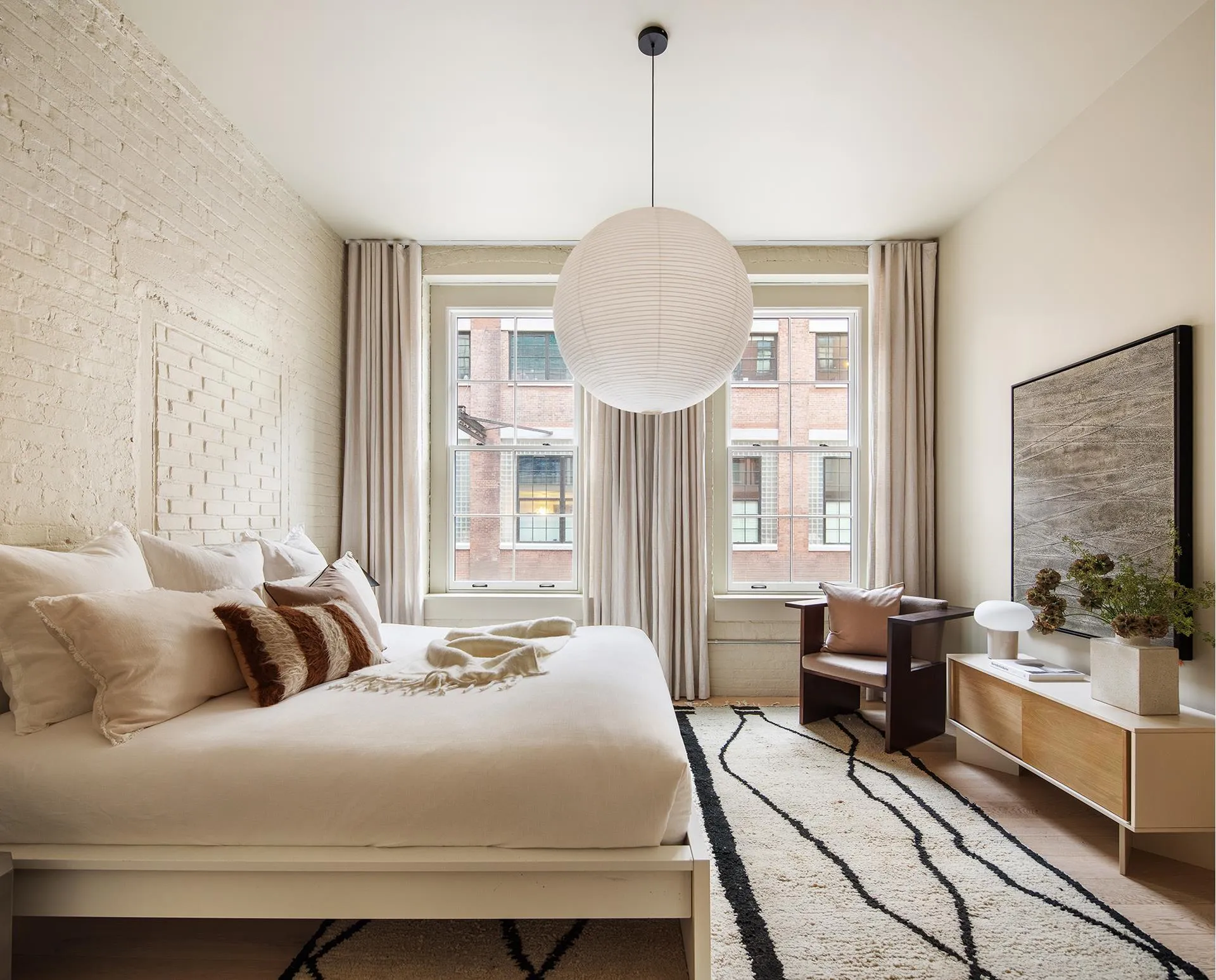 chambre mur briques blanches maison de ville Brooklyn chambre mur briques blanches maison de ville Brooklyn