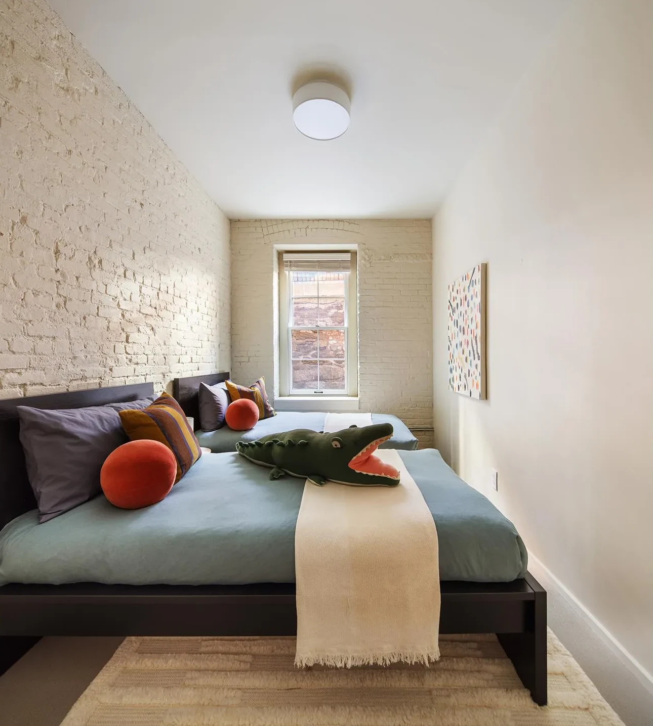 chambre mur briques blanches maison de ville Brooklyn chambre mur briques blanches maison de ville Brooklyn