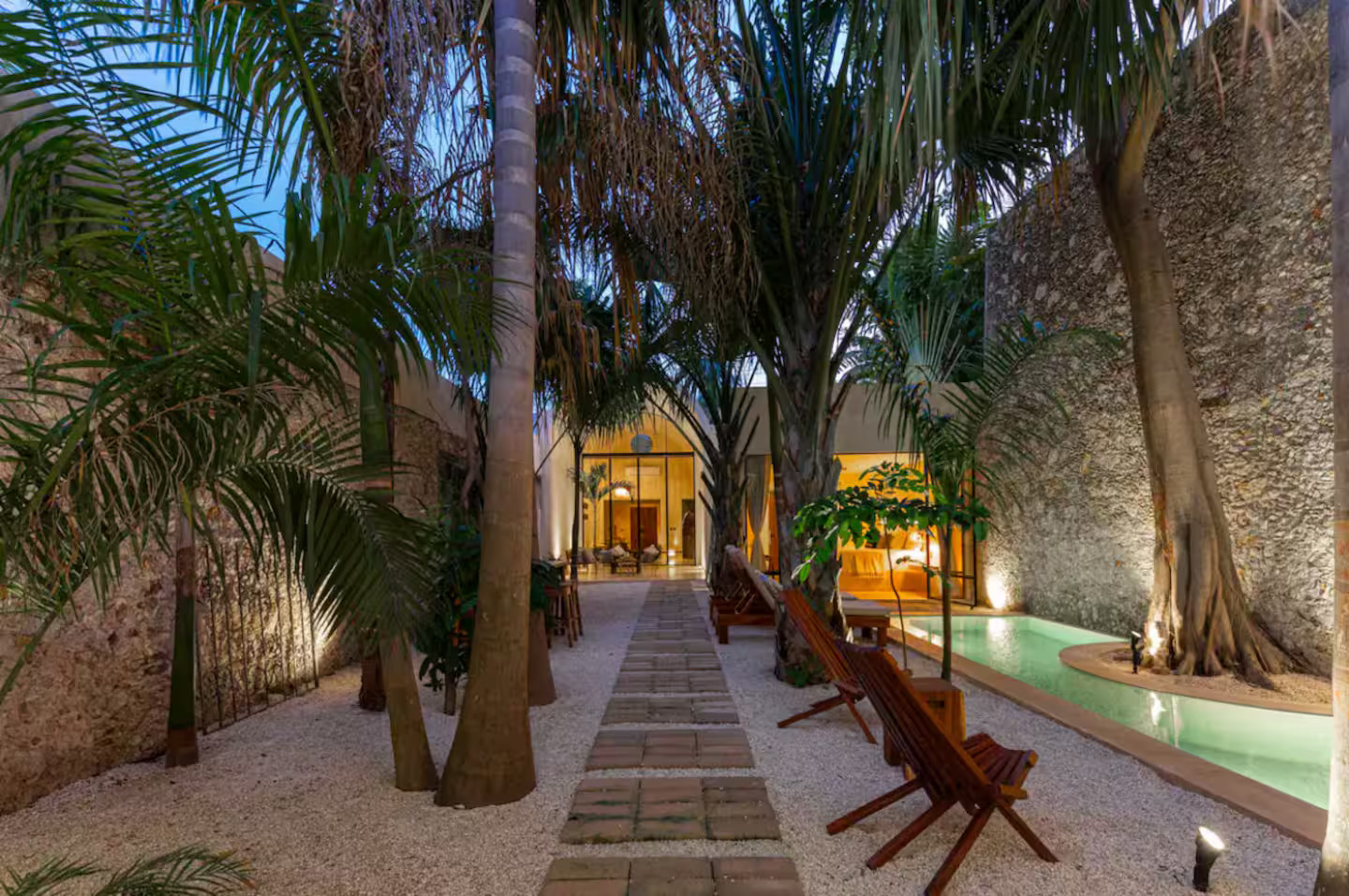 jardin avec piscine Casa Patricio Merida